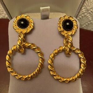 NIB David Yurman Style Twisted Gold Rope Fashion Statement Earrings